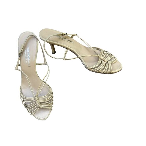 Bruno Magli Italian Leather Strappy High Heel Slingback Sandals Size 7 - Picture 1 of 13